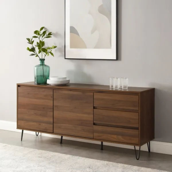 Tv Stands & Media Consoles-Kirkland's Home Wood Hairpin Legs Media Cabinet Brown