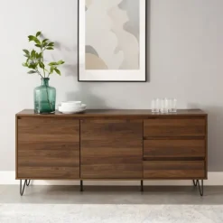 Tv Stands & Media Consoles-Kirkland's Home Wood Hairpin Legs Media Cabinet Brown