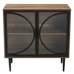 Cabinets & Sideboards-Kirkland's Home Wood Half Moon Doors Cabinet Brown