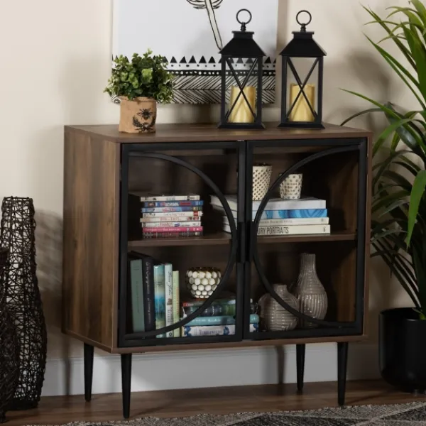 Cabinets & Sideboards-Kirkland's Home Wood Half Moon Doors Cabinet Brown