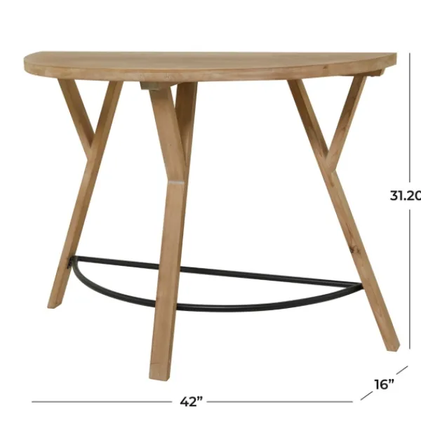 Console Tables-Kirkland's Home Wood Half Round Console Table Brown