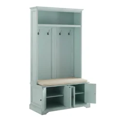 Entryway Furniture-Kirkland's Home Wood Hall Tree With Cushioned Bench Blue