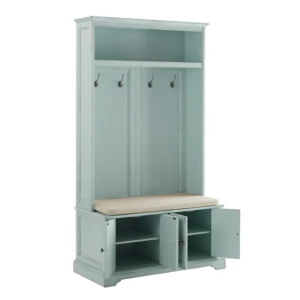Entryway Furniture-Kirkland's Home Wood Hall Tree With Cushioned Bench Blue