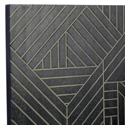 Wall Plaques-Kirkland's Home Wood Intersecting Carved Lines Wall Plaque Black