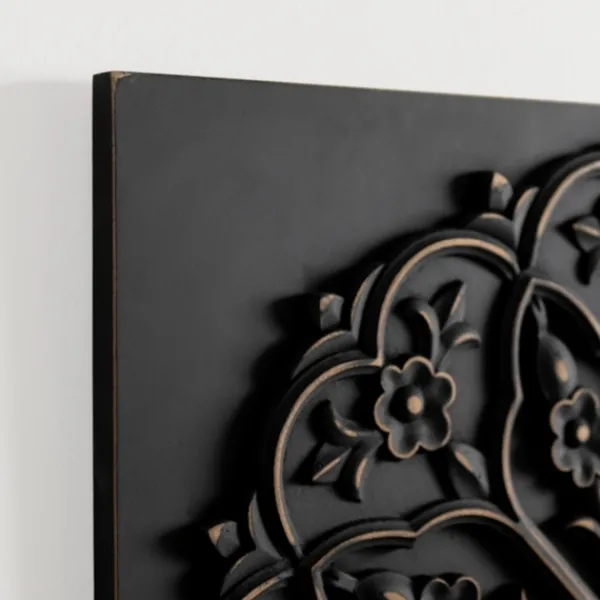 Wall Plaques-Kirkland's Home Wood Medallion 4-Pc. Wall Plaque Set Black
