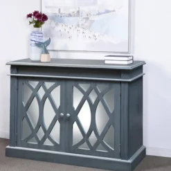 Cabinets & Sideboards-Kirkland's Home Wood Mirrored 2-Door Cabinet Blue