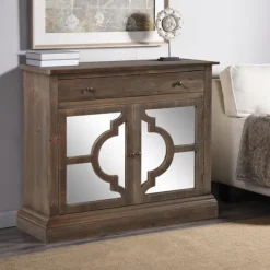 Cabinets & Sideboards-Kirkland's Home Wood Mirrored 2-Door Cabinet Brown