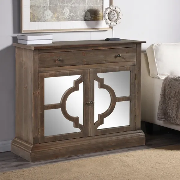 Cabinets & Sideboards-Kirkland's Home Wood Mirrored 2-Door Cabinet Brown