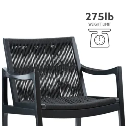 Accent Chairs-Kirkland's Home Wood Modern Woven Rocking Chair Black