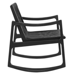 Accent Chairs-Kirkland's Home Wood Modern Woven Rocking Chair Black