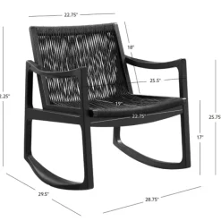 Accent Chairs-Kirkland's Home Wood Modern Woven Rocking Chair Black