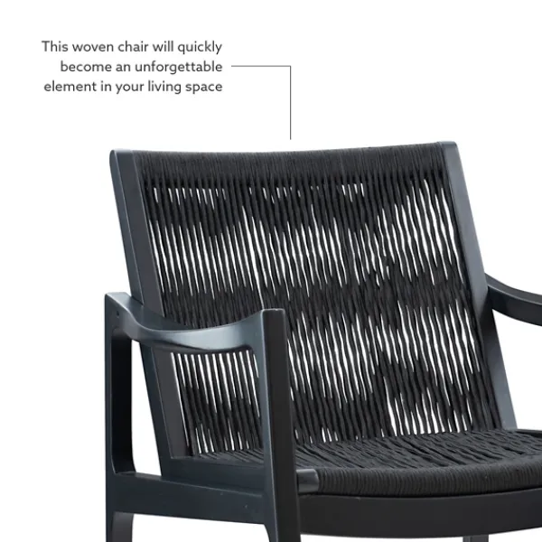Accent Chairs-Kirkland's Home Wood Modern Woven Rocking Chair Black
