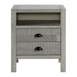 Nightstands-Kirkland's Home Wood Open Shelf Nightstand Gray