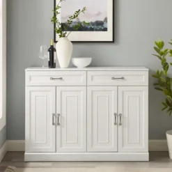 Cabinets & Sideboards-Kirkland's Home Wood Panel 4-Door Cabinet White
