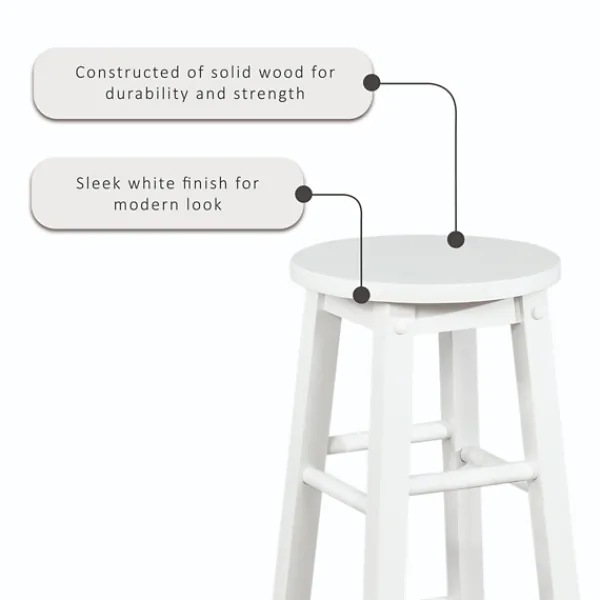 Bar Stools & Counter Height Stools-Kirkland's Home Wood Pub Classic Backless Bar Stool White