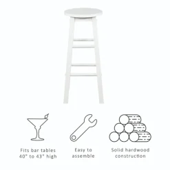 Bar Stools & Counter Height Stools-Kirkland's Home Wood Pub Classic Backless Bar Stool White