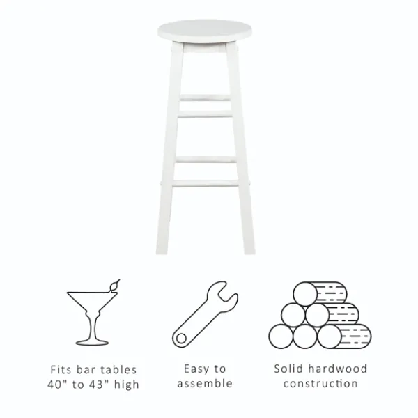 Bar Stools & Counter Height Stools-Kirkland's Home Wood Pub Classic Backless Bar Stool White