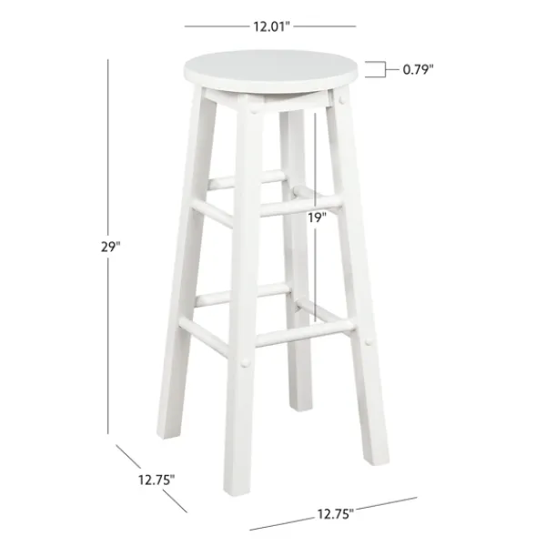 Bar Stools & Counter Height Stools-Kirkland's Home Wood Pub Classic Backless Bar Stool White