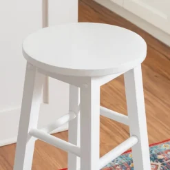 Bar Stools & Counter Height Stools-Kirkland's Home Wood Pub Classic Backless Counter Stool White