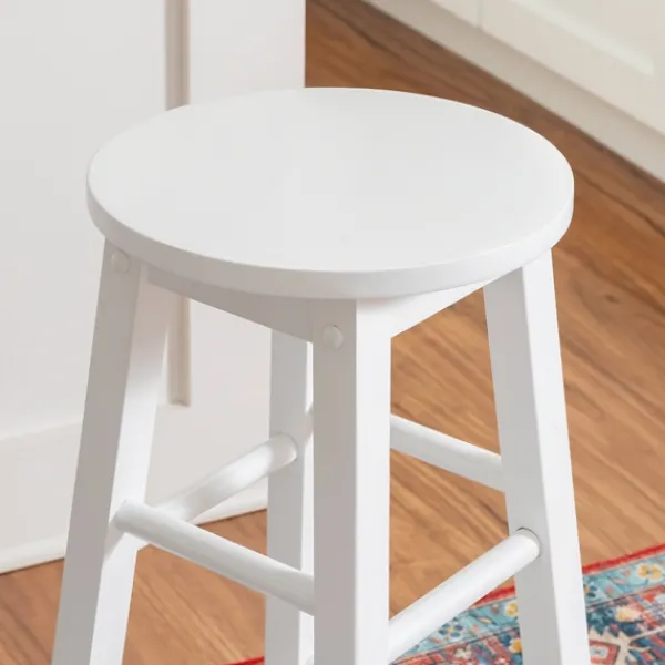 Bar Stools & Counter Height Stools-Kirkland's Home Wood Pub Classic Backless Counter Stool White