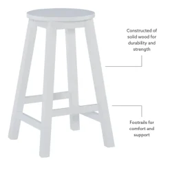 Bar Stools & Counter Height Stools-Kirkland's Home Wood Pub Classic Backless Counter Stool White