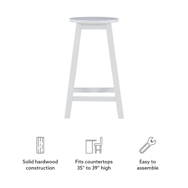 Bar Stools & Counter Height Stools-Kirkland's Home Wood Pub Classic Backless Counter Stool White