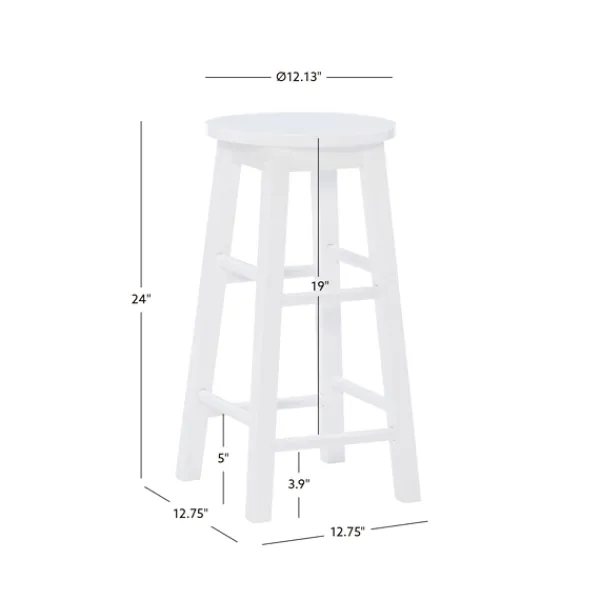 Bar Stools & Counter Height Stools-Kirkland's Home Wood Pub Classic Backless Counter Stool White
