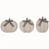 Statues & Figurines-Kirkland's Home Wood Pumpkins With Bows, Set Of 3 White
