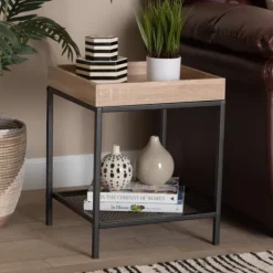 Accent & End Tables-Kirkland's Home Wood Raised Edge Side Table Brown