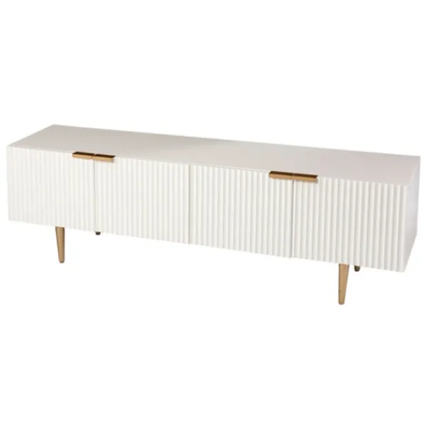 Tv Stands & Media Consoles-Kirkland's Home Wood Ribbed Doors Media Cabinet White