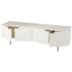 Tv Stands & Media Consoles-Kirkland's Home Wood Ribbed Doors Media Cabinet White