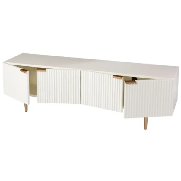 Tv Stands & Media Consoles-Kirkland's Home Wood Ribbed Doors Media Cabinet White