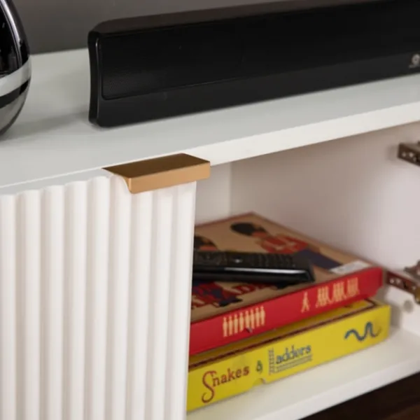 Tv Stands & Media Consoles-Kirkland's Home Wood Ribbed Doors Media Cabinet White