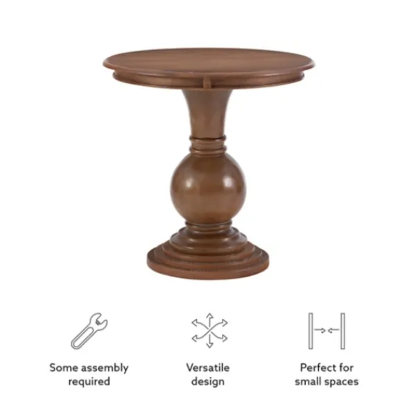 Accent & End Tables-Kirkland's Home Wood Round Base Side Table Brown