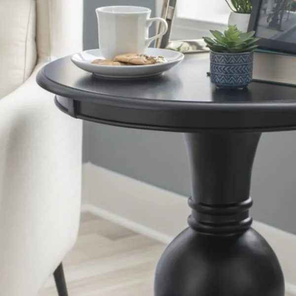 Accent & End Tables-Kirkland's Home Wood Round Base Side Table Black