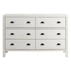 Dressers & Chests-Kirkland's Home Wood Rustic 6-Drawer Chest White