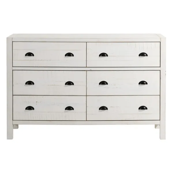 Dressers & Chests-Kirkland's Home Wood Rustic 6-Drawer Chest White