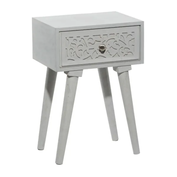Accent & End Tables-Kirkland's Home Wood Scroll Drawer Accent Table Gray