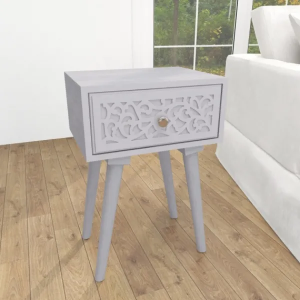 Accent & End Tables-Kirkland's Home Wood Scroll Drawer Accent Table Gray