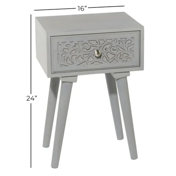 Accent & End Tables-Kirkland's Home Wood Scroll Drawer Accent Table Gray