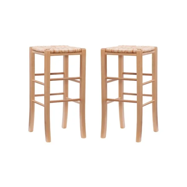 Bar Stools & Counter Height Stools-Kirkland's Home Wood Seagrass Backless 2-Pc. Bar Stool Set Tan