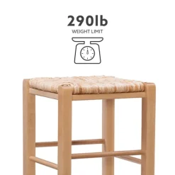 Bar Stools & Counter Height Stools-Kirkland's Home Wood Seagrass Backless 2-Pc. Bar Stool Set Tan