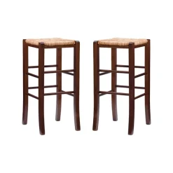 Bar Stools & Counter Height Stools-Kirkland's Home Wood Seagrass Backless 2-Pc. Bar Stool Set Brown