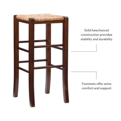 Bar Stools & Counter Height Stools-Kirkland's Home Wood Seagrass Backless 2-Pc. Bar Stool Set Brown
