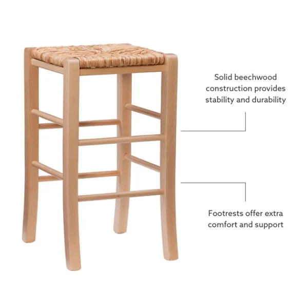 Bar Stools & Counter Height Stools-Kirkland's Home Wood Seagrass Backless 2-Pc. Counter Stool Set Tan