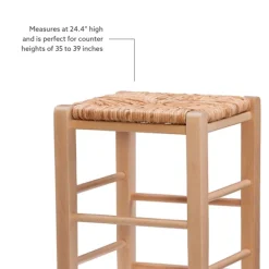 Bar Stools & Counter Height Stools-Kirkland's Home Wood Seagrass Backless 2-Pc. Counter Stool Set Tan