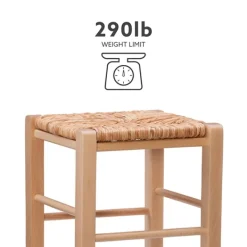 Bar Stools & Counter Height Stools-Kirkland's Home Wood Seagrass Backless 2-Pc. Counter Stool Set Tan