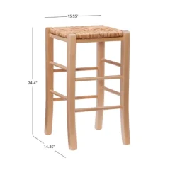 Bar Stools & Counter Height Stools-Kirkland's Home Wood Seagrass Backless 2-Pc. Counter Stool Set Tan