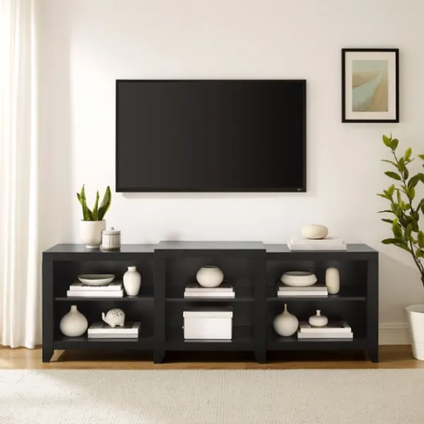 Tv Stands & Media Consoles-Kirkland's Home Wood 6-Shelf Media Cabinet Black