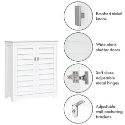 Bathroom Furniture-Kirkland's Home Wood Shutter 2-Door Cabinet White